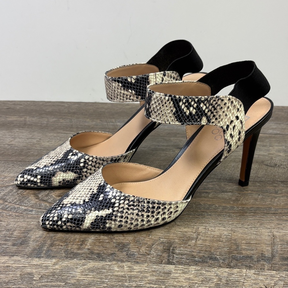 Franco Sarto LIMA Snakeskin Print Ankle Strap Heels – Women’s Size 9M